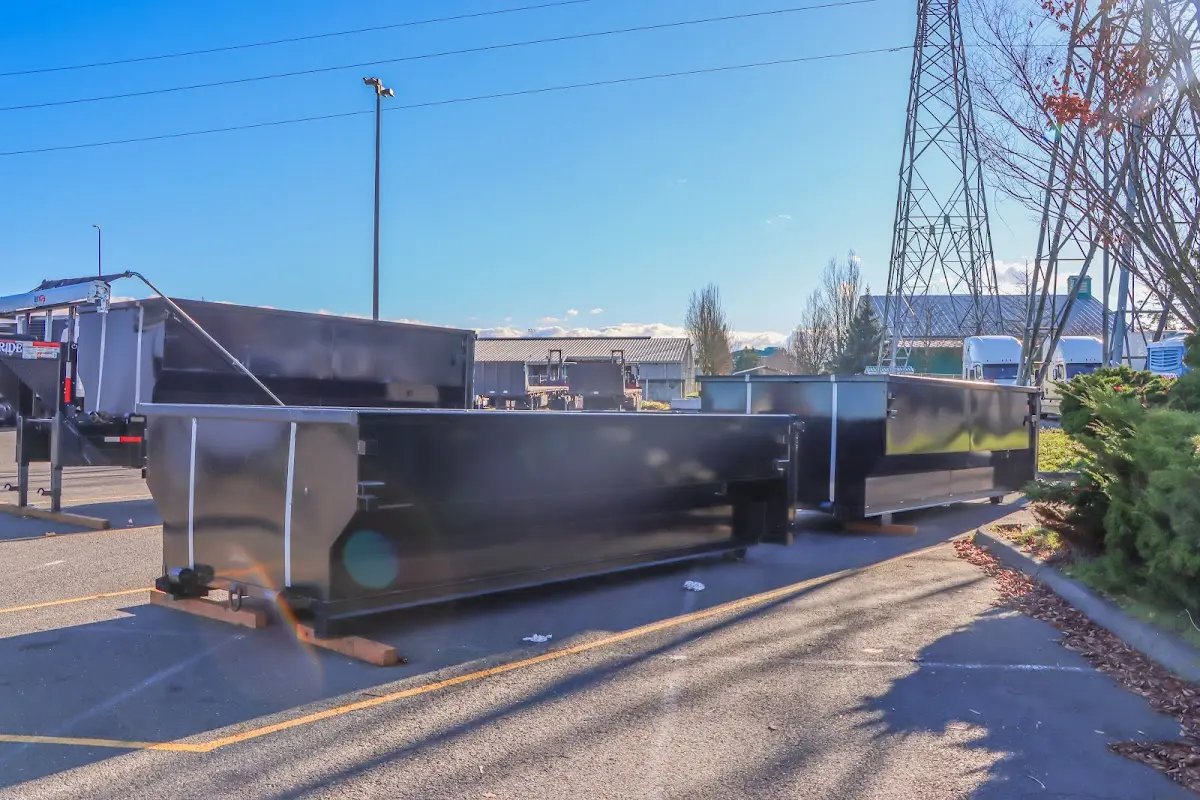 Roll-off dumpster ready for waste disposal at job site for Construction Dumpster Rental in Gages Lake